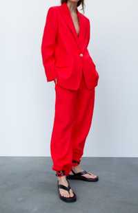 Zara nowe lniane spodnie czerwone xs s
