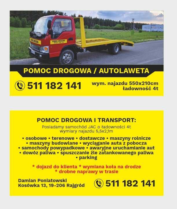 POMOC DROGOWA, Autolaweta, Laweta,transport,maszyny rolnicze