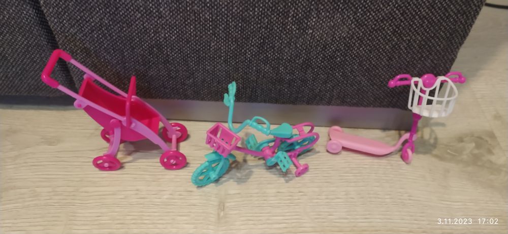 Barbie Pralka na baterie rowerek hulajnoga dla Chelsea