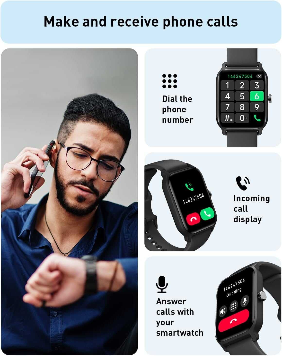 Smartwatch dla mężczyzn czarny, szary z ekranem HD 1,80 IDW13 spp5