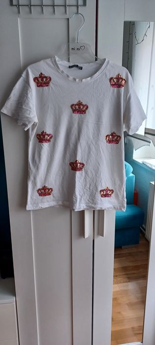 Tshirt biały z koronami r M