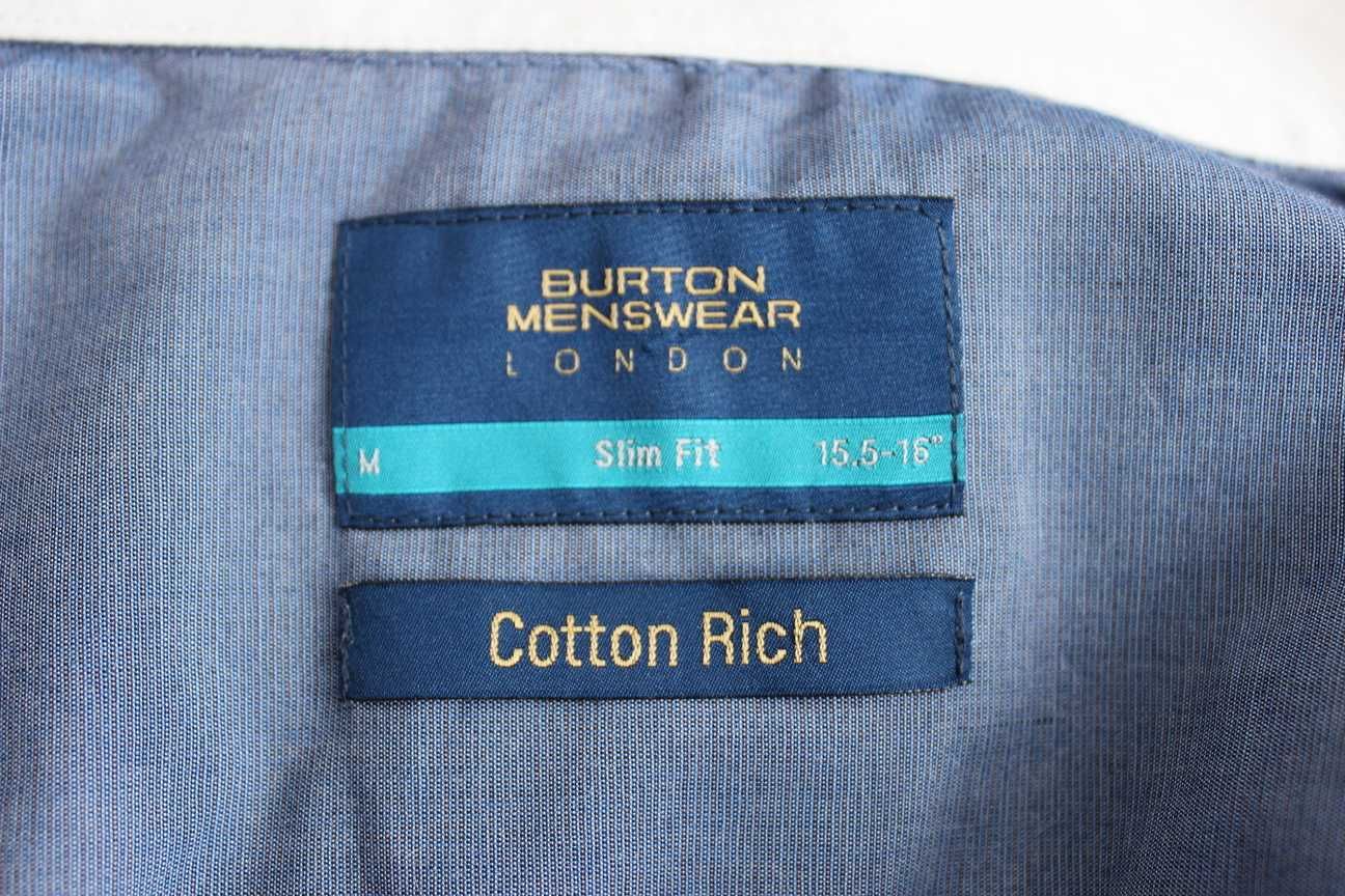 Burton Mens koszula Slim Fit męska niebieska biały kołnierzyk casual M