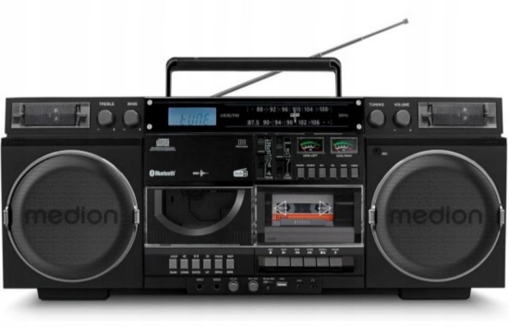 Boombox retro lata 80 kaseta CD Bluetooth USB