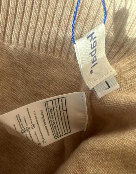 Sweter beżowy wełniany 100% wełna merino L