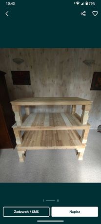Trzy drewniane stoły z drewna sosnowego różne nóżki
