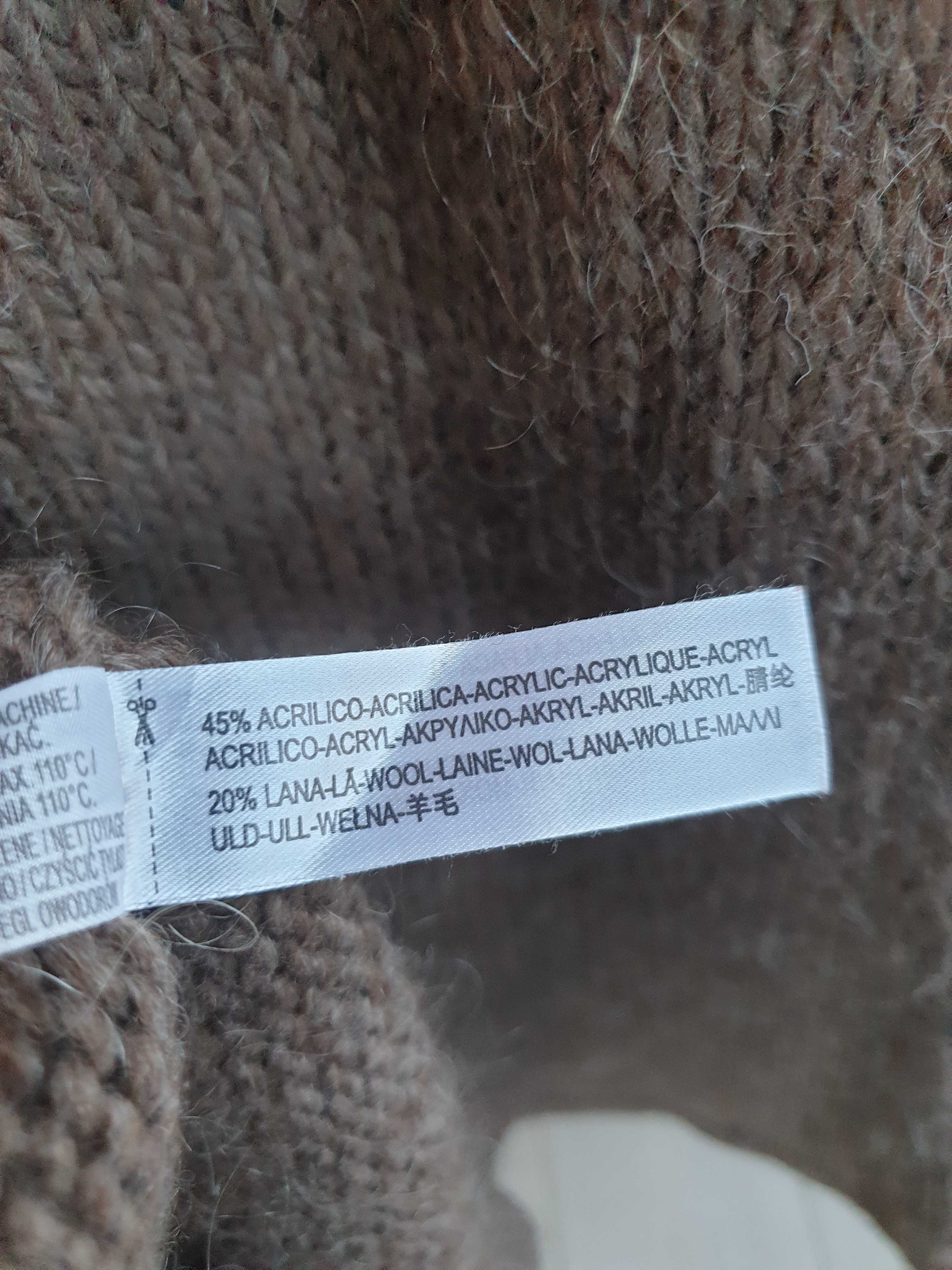 Sweter kardigan oversize Massimo Dutti 36 38 moher alpaka wełna