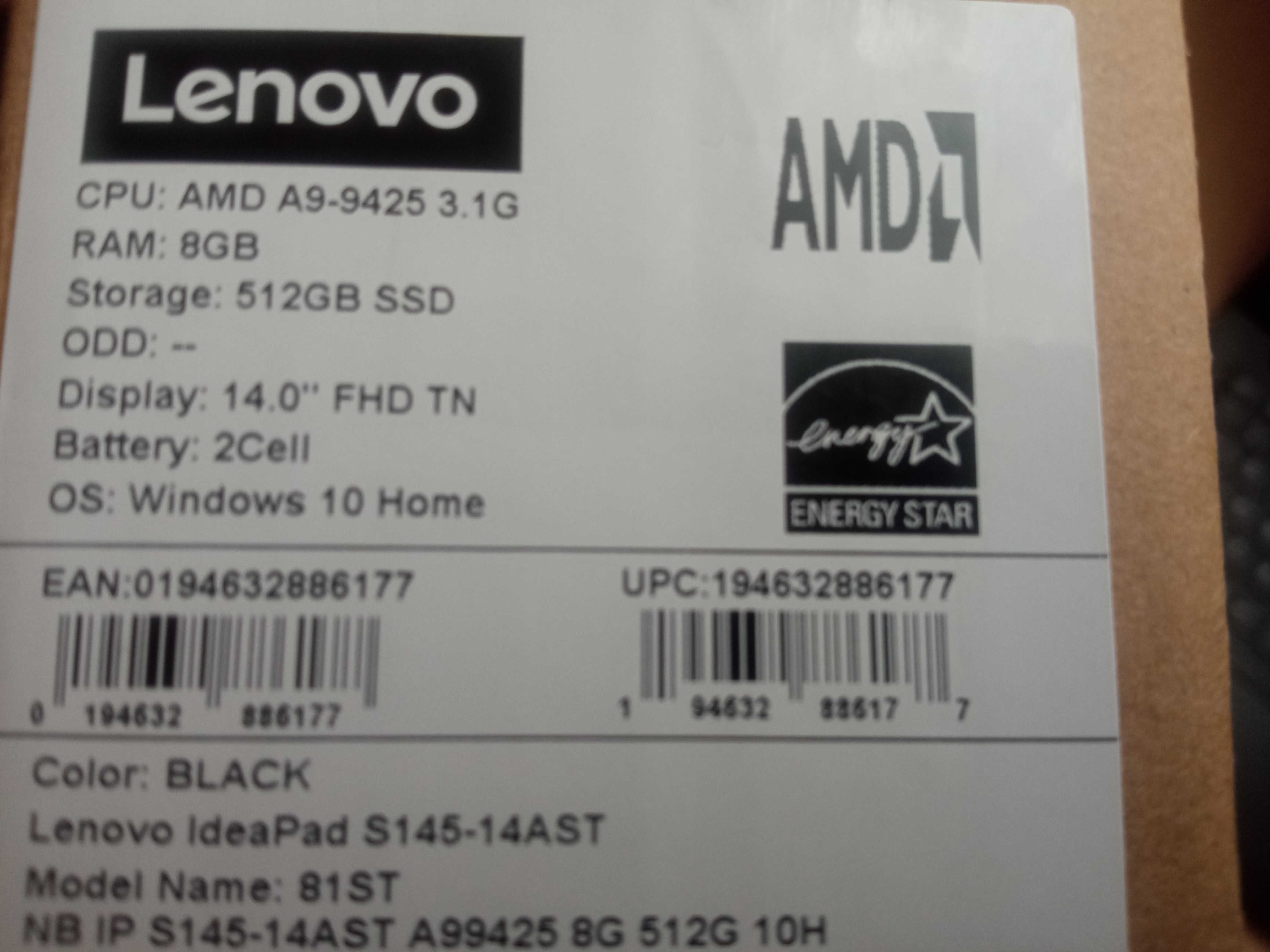 Laptop lenovo S 145- 14 ast System operacyjny: Windows 10