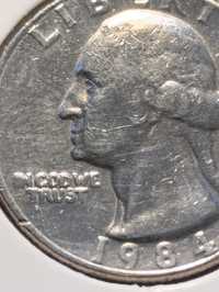 Quarter de dollar de 1984 com erro de cunhagem