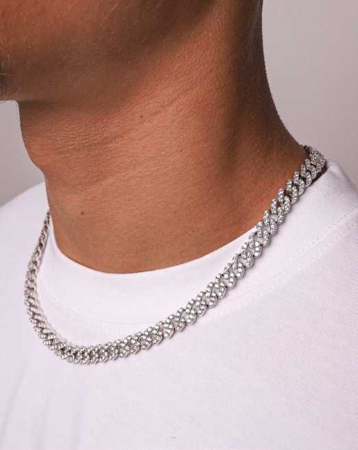 Colar de Corrente Cubana de Miami 8 mm- Joias Hip Hop de Brilhantes CZ