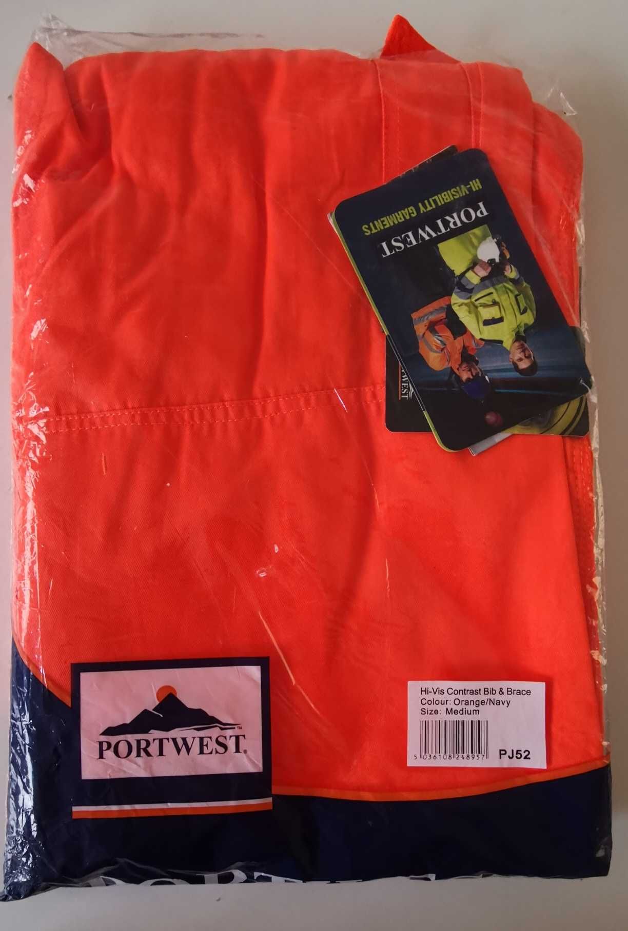 PORTWEST spodnie HI-VIS ogrodniczki ostrzegawcze PJ52