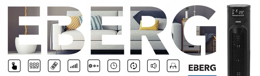 wentylator kolumnowy z pilotem ebergairo85 wiatrak podłogowy czarny