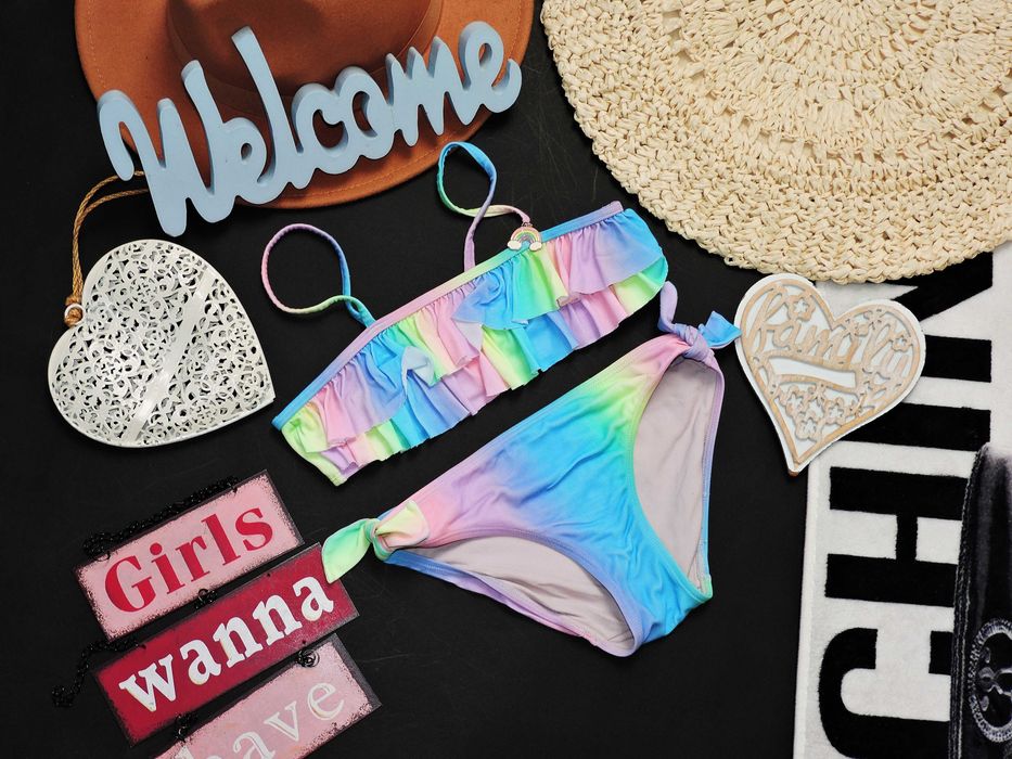 H&M - strój kąpielowy tęcza ombre r 122/128