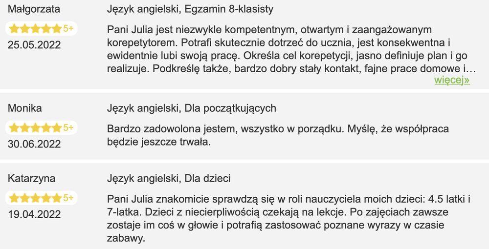 Język angielski korepetycje, z dojazdem  i online