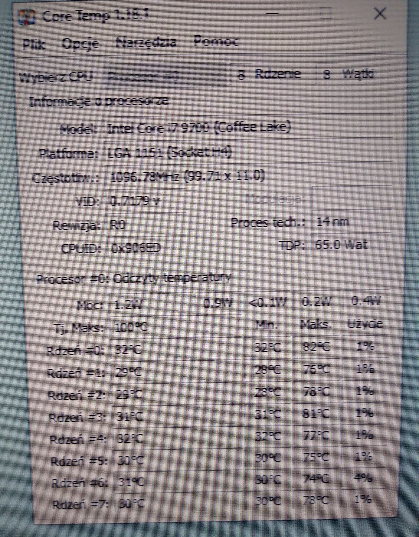 Procesor Intel Core i7-9700 socket 1151