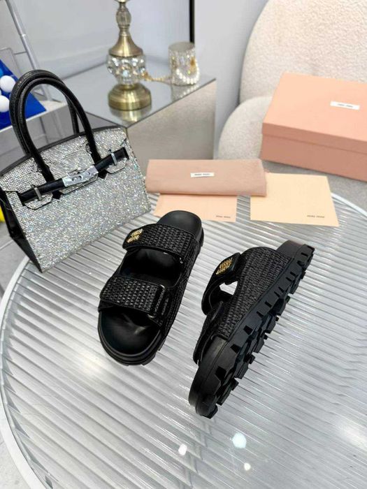 Miu Buty, sandaly klapki, skora od reki