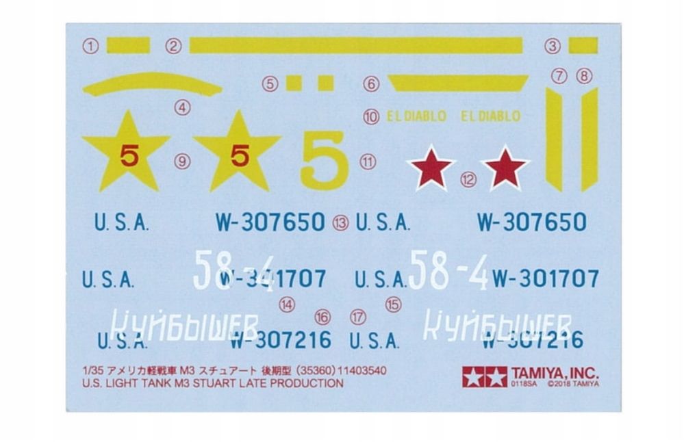TAMIYA 35360 model 1:35 US Light czołg M3 Stuart