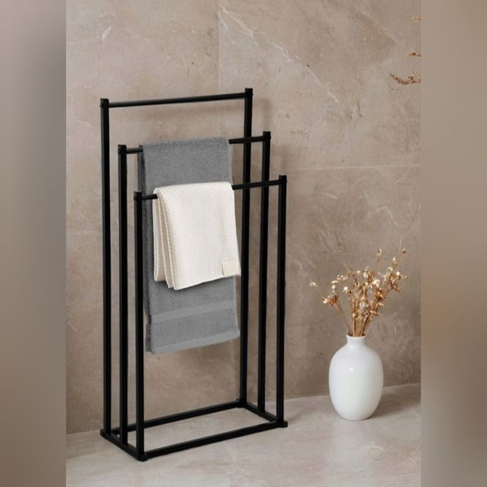 Stojak na ręczniki wieszak elegancki czarny loft łazienkowy NOWY