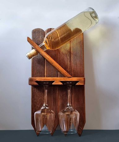 Suporte de parede para garrafa de vinho e copos