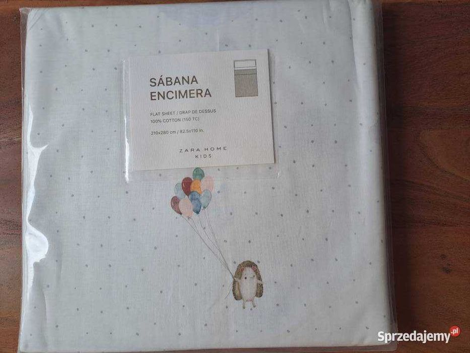 Zara Home Zara Kids Prześcieradło wierzchnie z nadrukiem jeży balonów