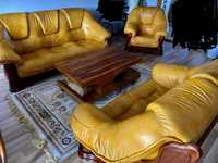 Skórzane meble salonowe - 3+2+1 - kanapa sofa fotel
