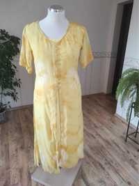 Sukienka letnia zwiewna retro vintage żółta z guziczkami L/XL unisize