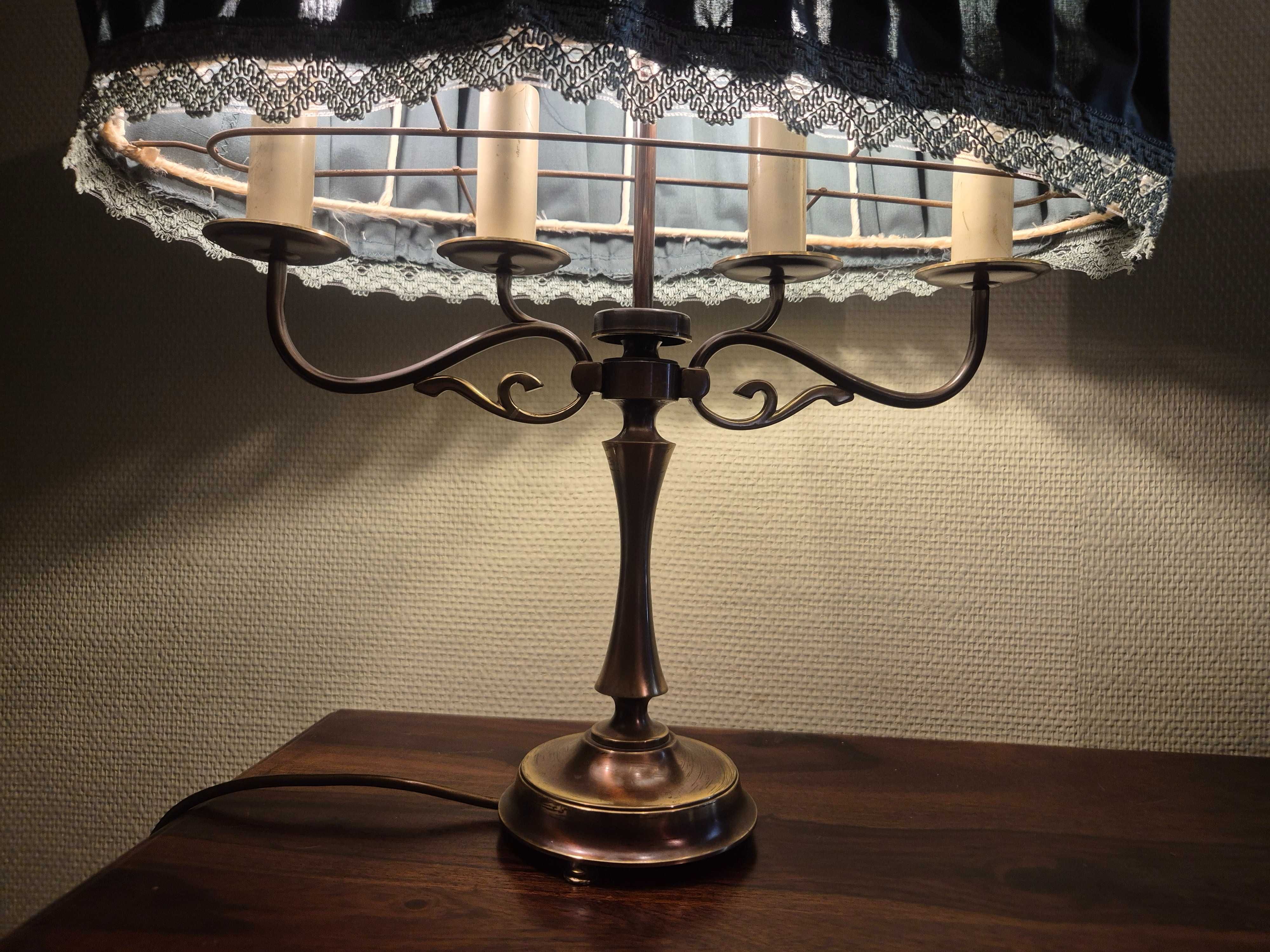 Lampa stołowa mosiądz + ciemna zieleń