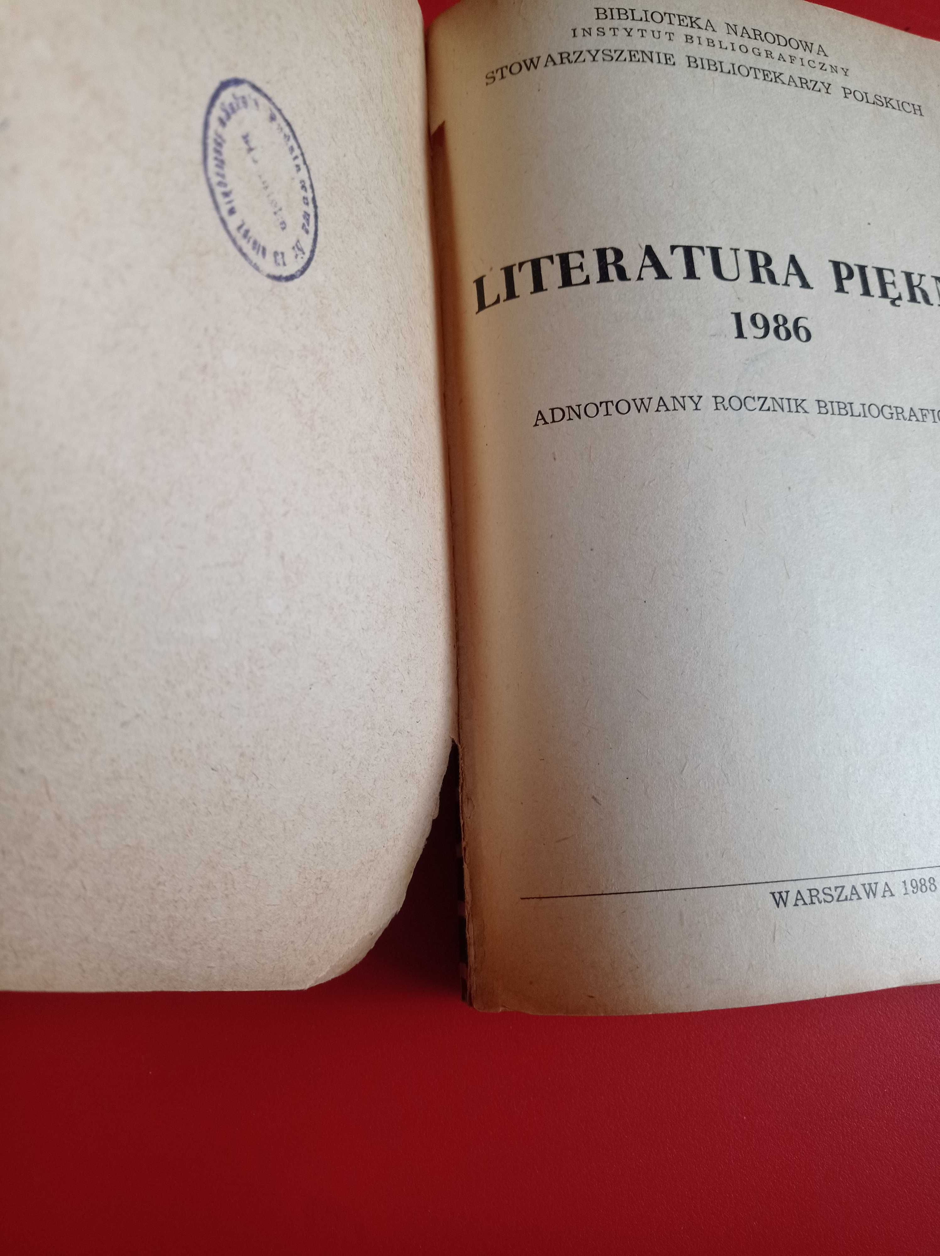 Literatura Piękna 1986 Adnotowany Rocznik Bibliograficzny
