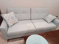 Błękitna duża sofa trójka jak nowa