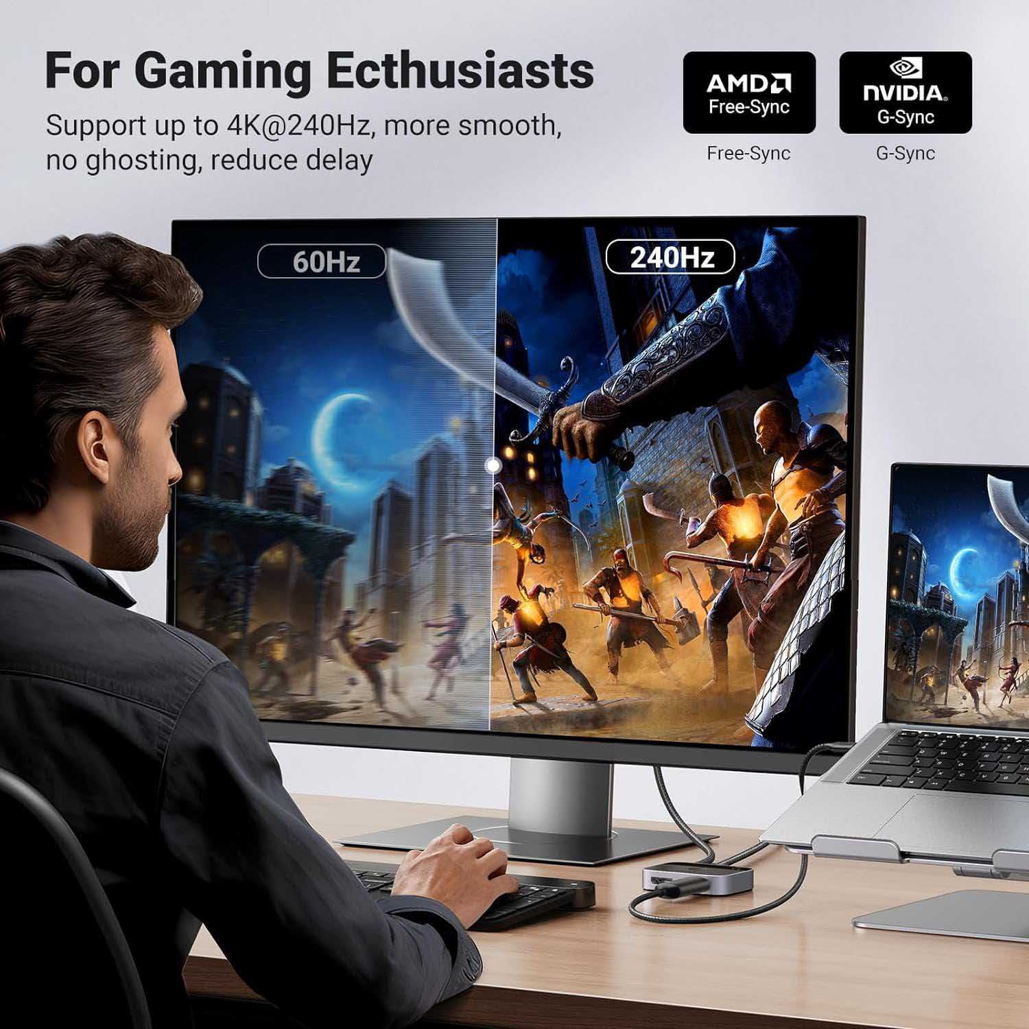Переключатель DisplayPort 1.4 Switch DP Ugreen 2 в 1 8k 30hz 4k 240hz