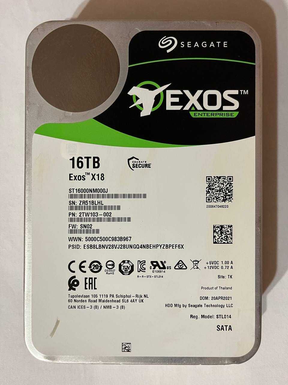 Жесткий Диск Seagate Exos Enterprise 16TB X18 SATA III (ST16000NM000J)