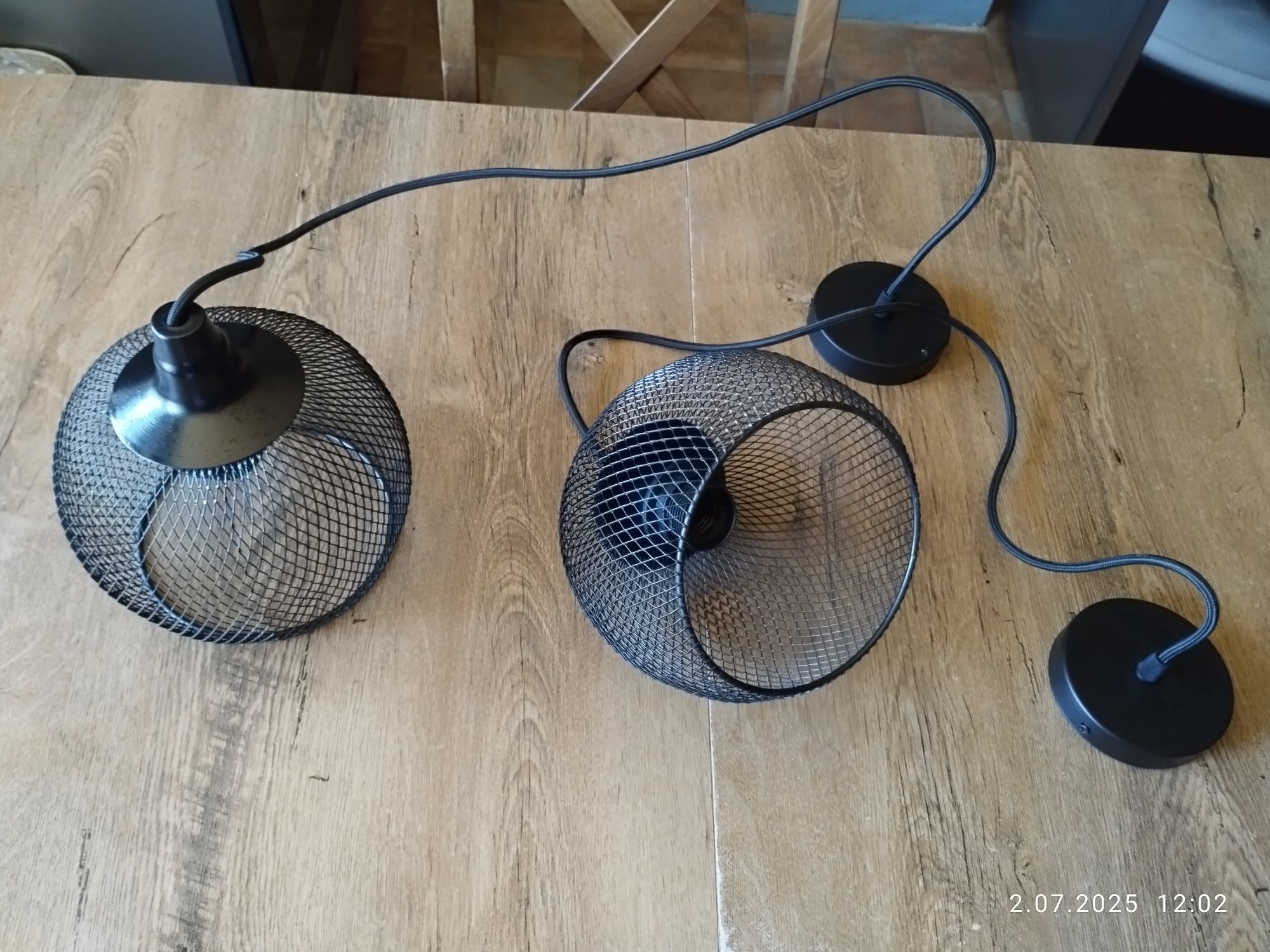 2szt czarne lampy sufitowe loft wiszące