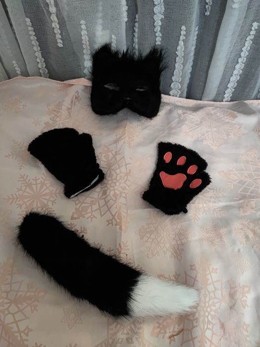 Strój przebranie kot therianie maska ogon łapki futerko roz uniwersaln