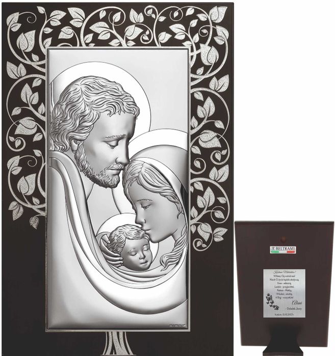 Obrazek Srebrny Święta Rodzina Dedykacja Koralowa Rocznica Ślubu