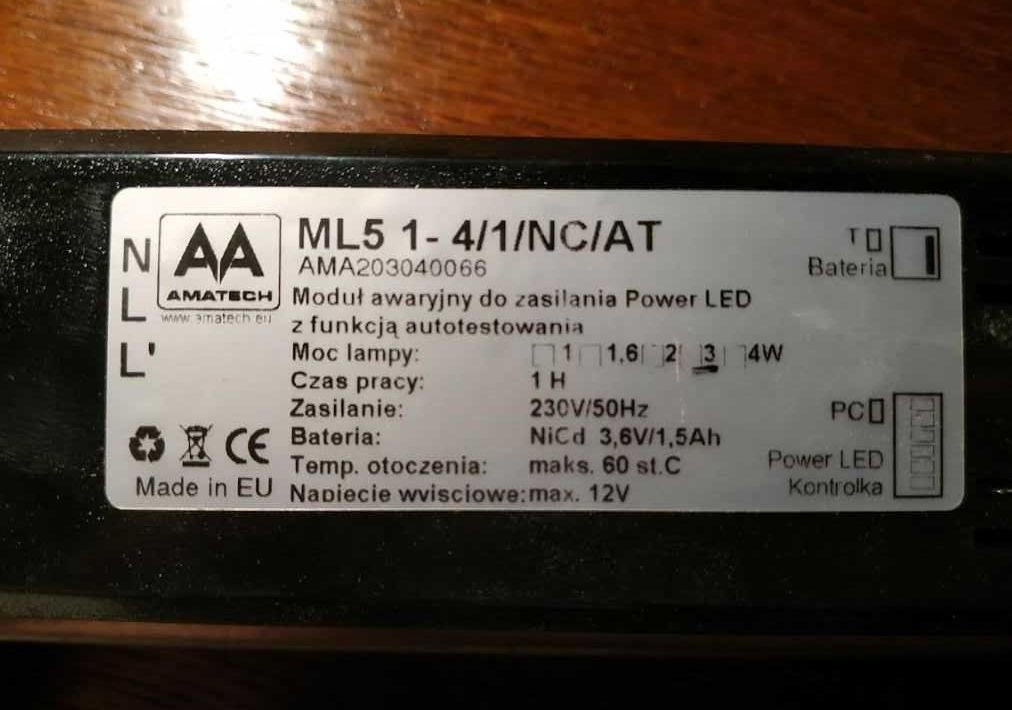 Moduł awaryjny do zasilania oświetlenia LED 3x1W