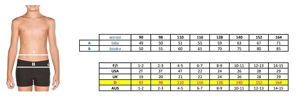 Kąpielówki dla chłopca slipy spodenki Arena R.128