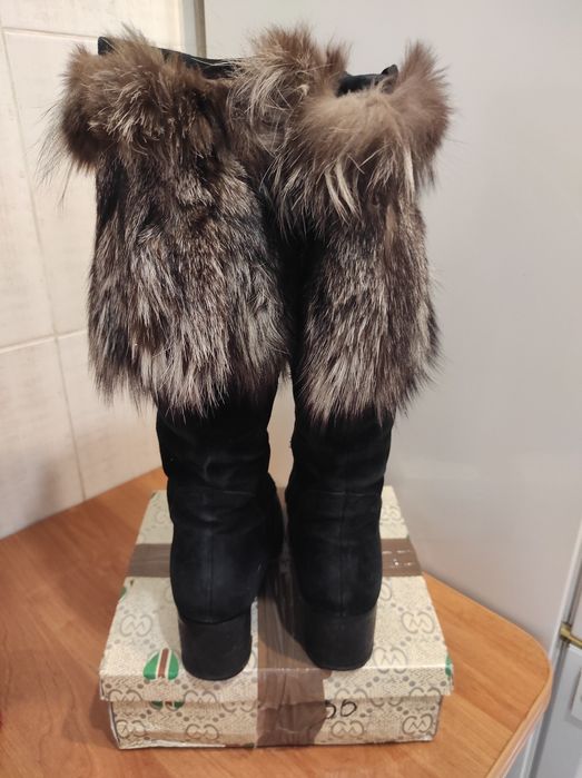 Carlo Pazolini Чобітки зима нат замш, цегейка, хутро чорнобурка