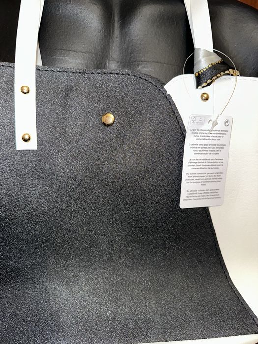 Mala preta e bege em pele verdadeira, nova