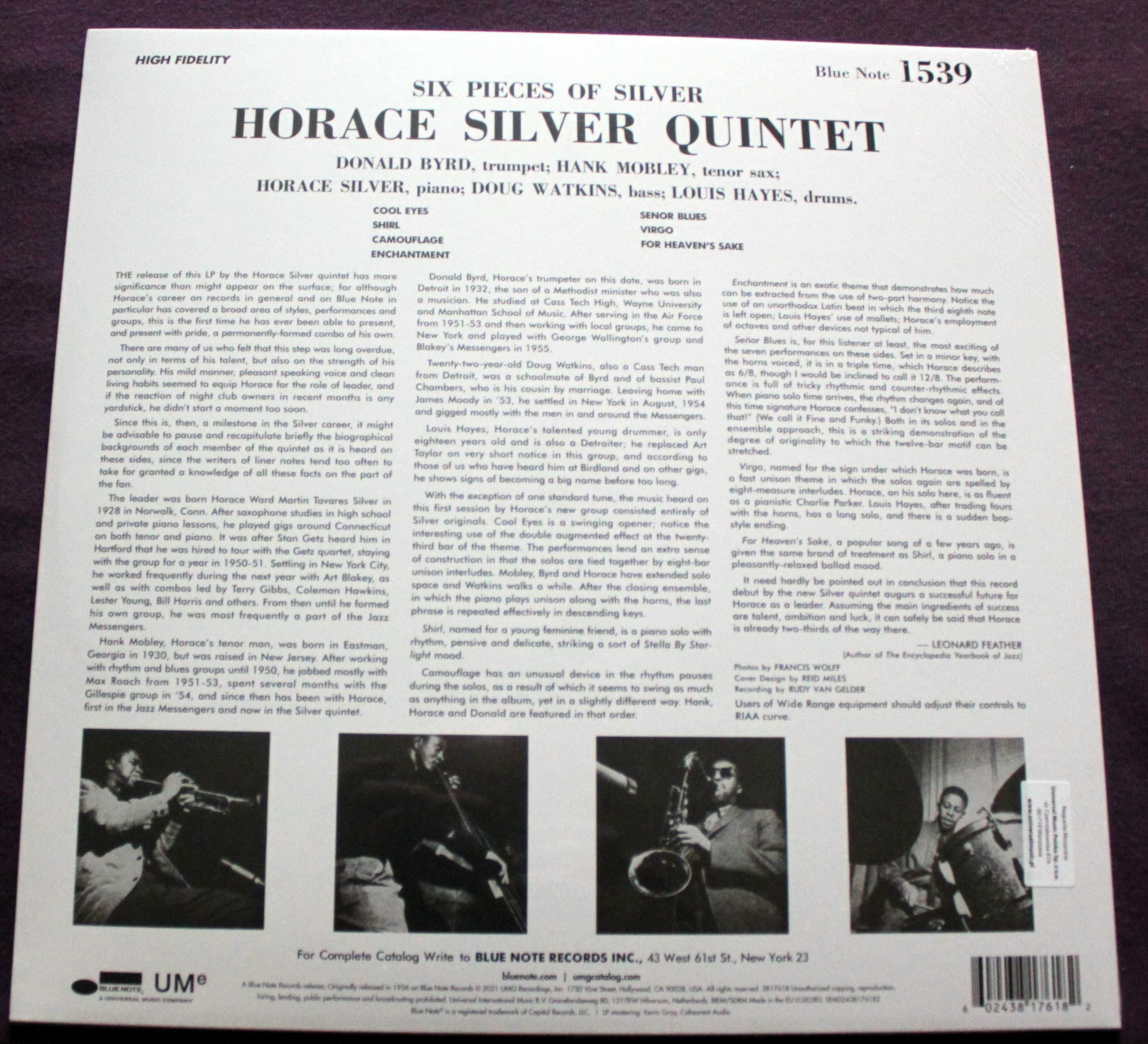 Horace Silver Quintet LP Six Pieces of Silver Kevin Gray mastering