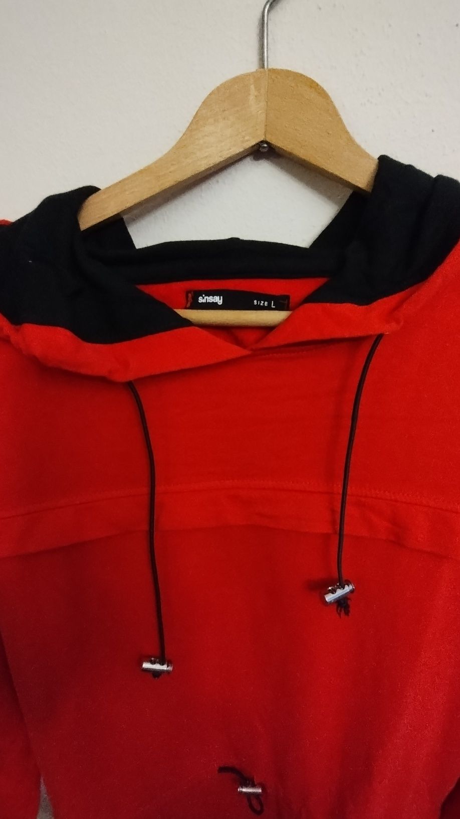 Bluza damska Czerwoną z kapturem Tunika L