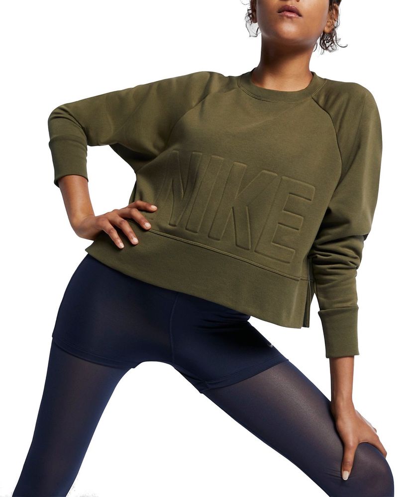 Nike khaki S bluza Dry-Fit Firest Green Cropped