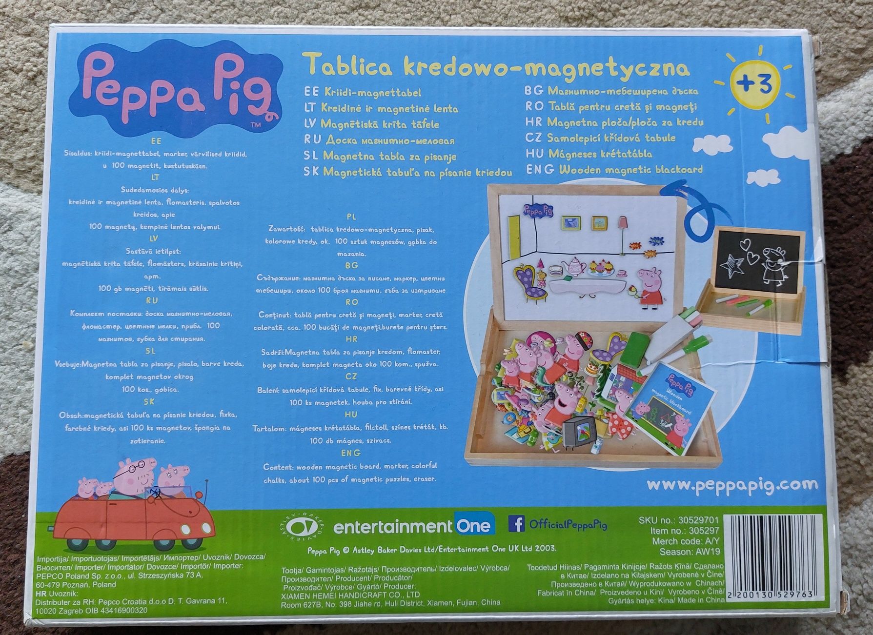 Świnka Peppa puzzle i tablica magnetyczna z magnesami