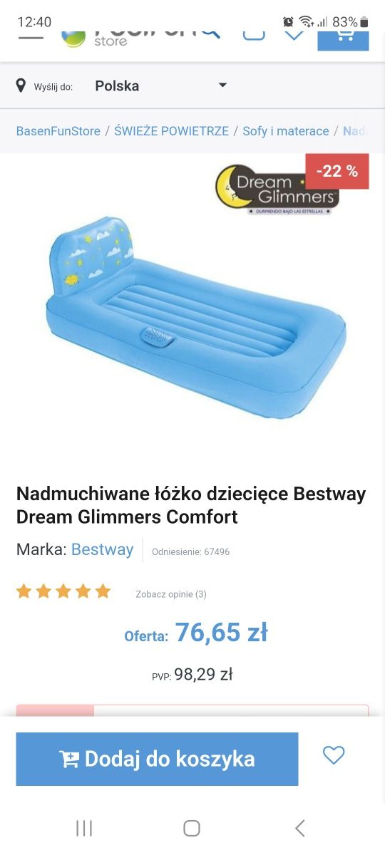 Nadmuchiwane łóżko materac Bestway