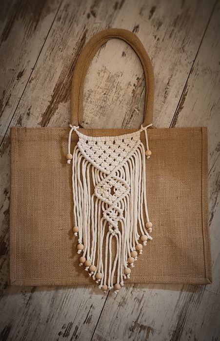 Eko torba juta boho makrama dzień babci prezent