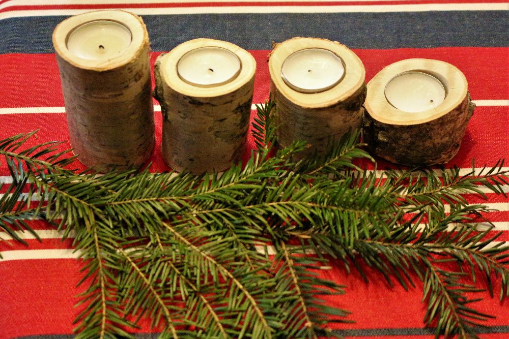 świeca,świecznik dekoracja z naturalnego drewna, brzoza, handmade