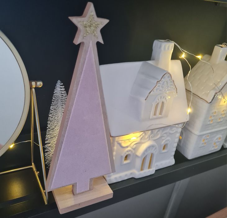 Eloy figurka choinka różowa drewno zamsz Nowa