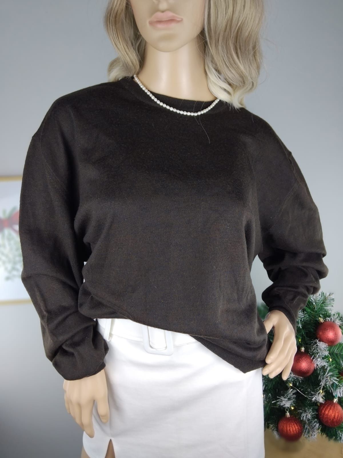 Wełniany sweter wełna woolmark sweterek ciepły dzianinowy kardigan