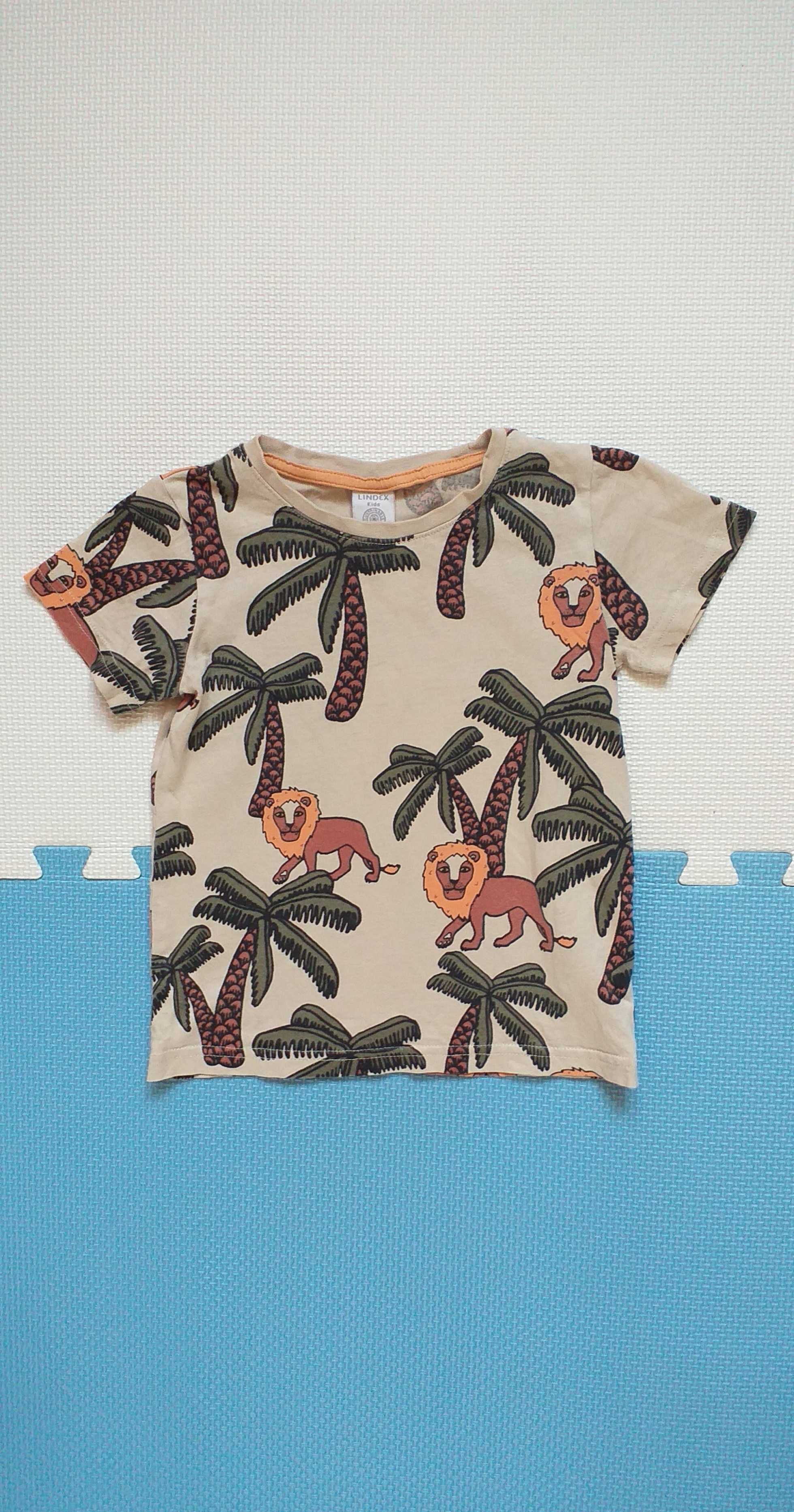 T-shirt koszulka na krótki rękaw w lwy palmy Lindex 86-92