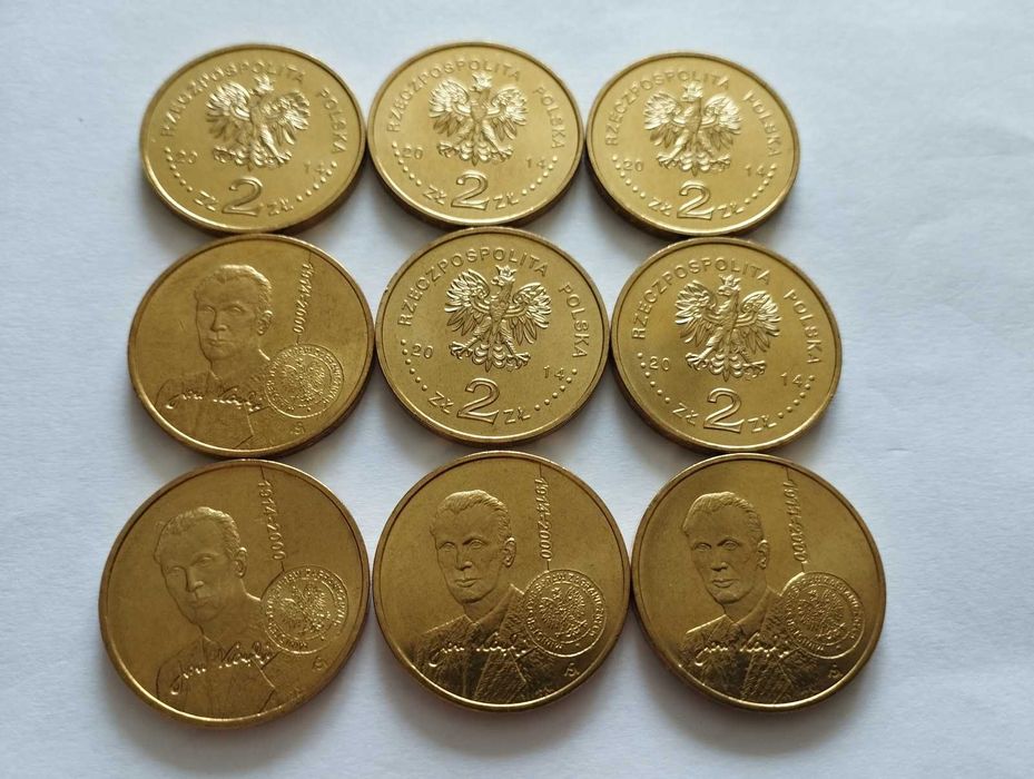 JAN KARSKI 9 sztuk Monety 2zł MENNICZE N Gold 2014