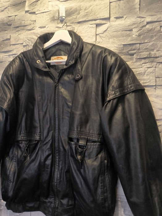 Kurtka Skórzana Czarna Vintage Skóra Bomberka