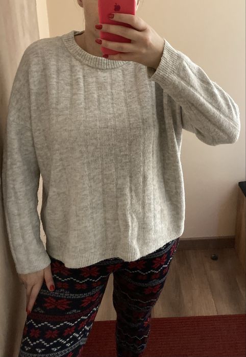 Szary sweter oversize prążkowany vero moda rozm L